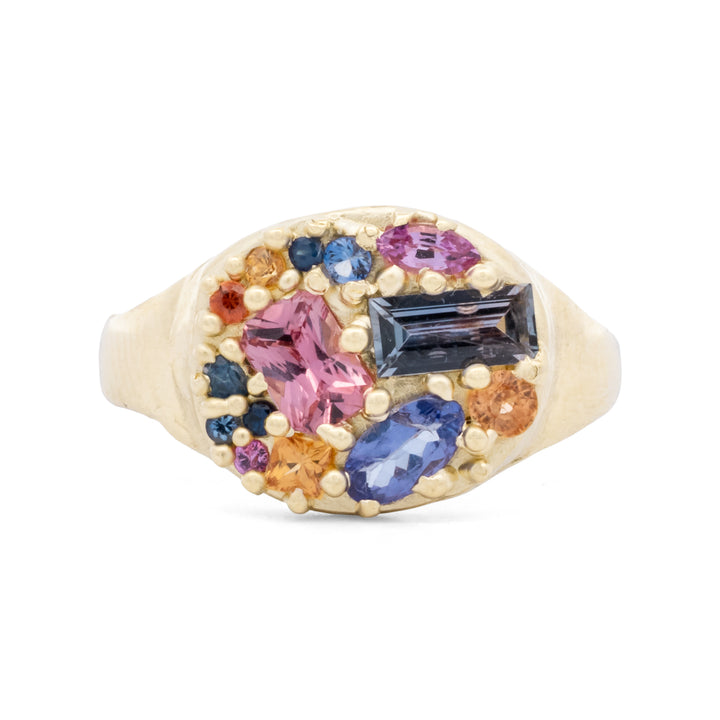 Vivid Multicolor Sapphire Cluster Ring