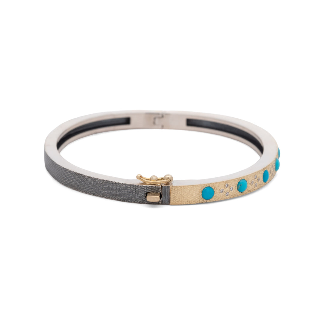 4mm Daphnie Sleeping Beauty Turquoise and Diamond Bracelet