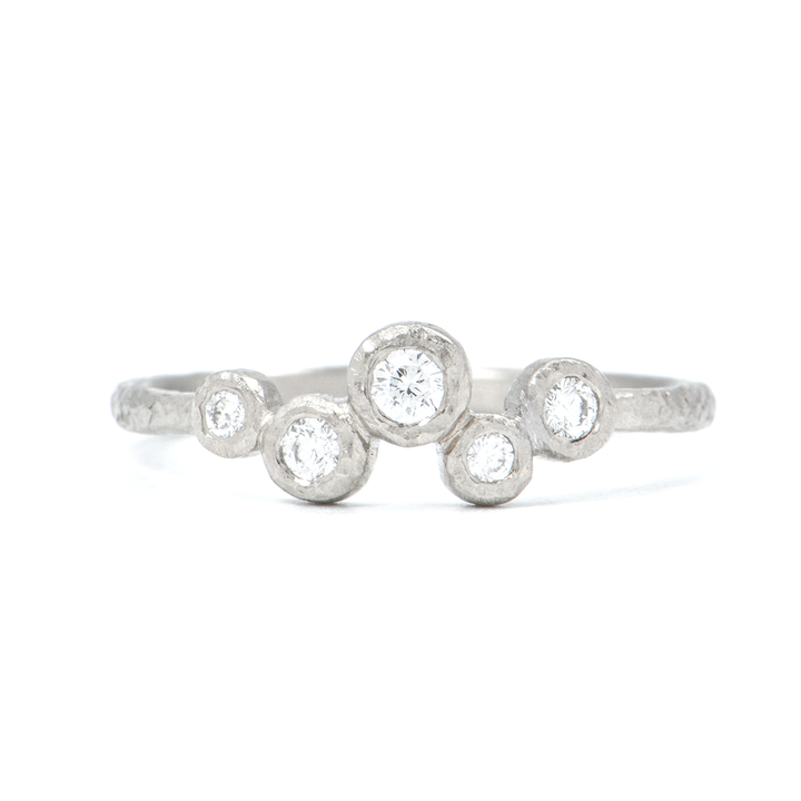 Five Diamond Offset Bezel Ring