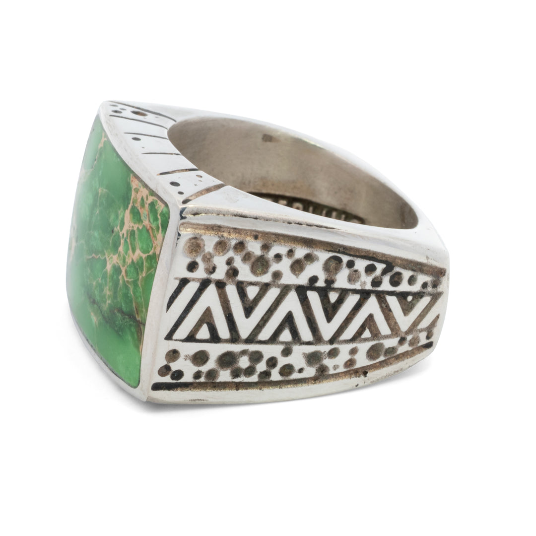 Green Turquoise Signet Ring