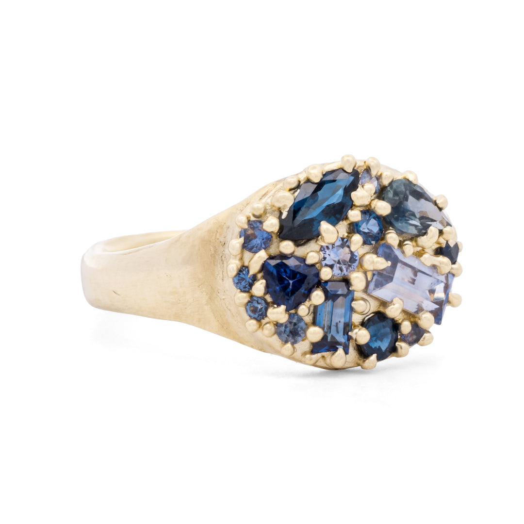 Blue Sapphire Cluster Ring