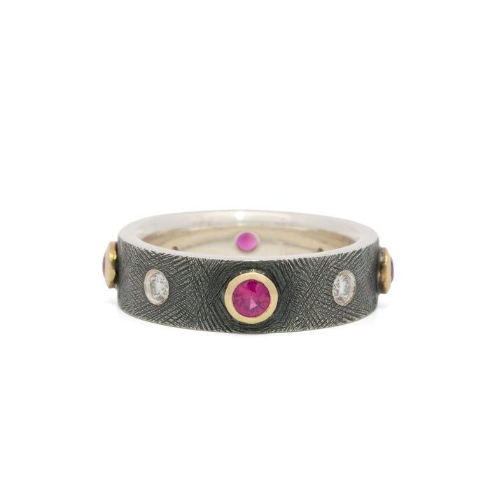Junia Four Bezel Ruby with Diamond Ring