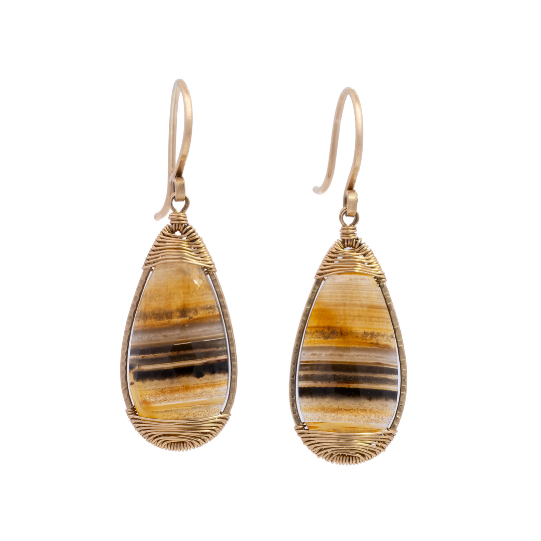 Montana Agate Teardrop Framed Drop Earrings
