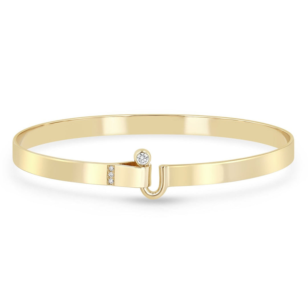 Flat Wide Bezel Diamond Cuff Bracelet