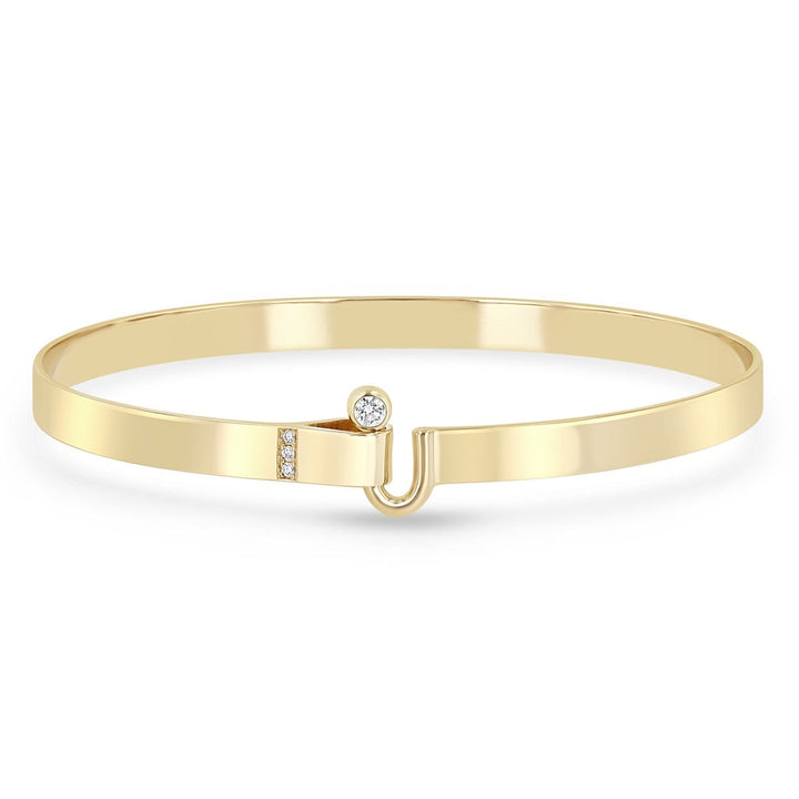 Flat Wide Bezel Diamond Cuff Bracelet