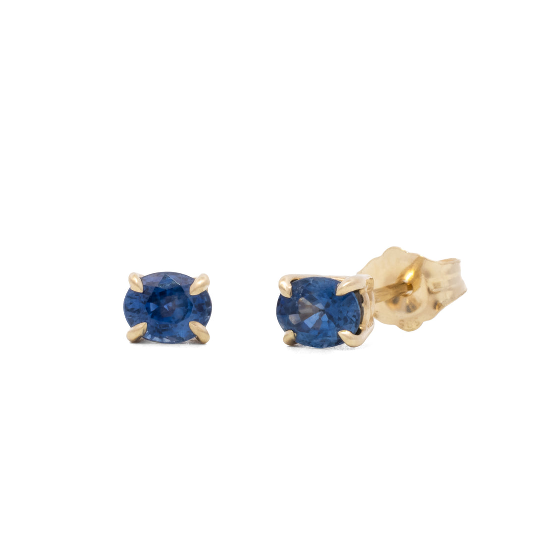 Ceylon Sapphire Oval Faceted Post Earrings