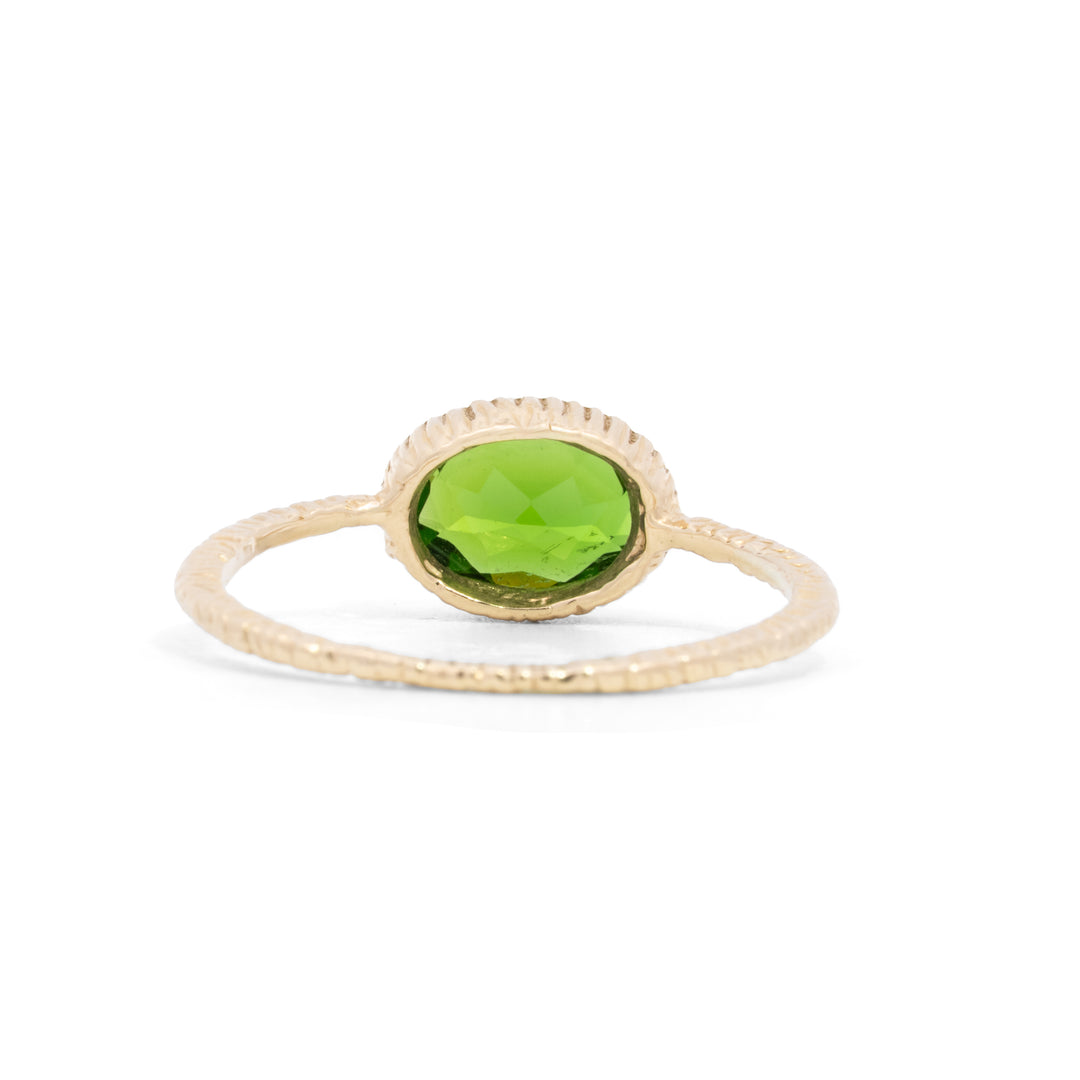 Small Oval Faceted Chrome Diopside Ring
