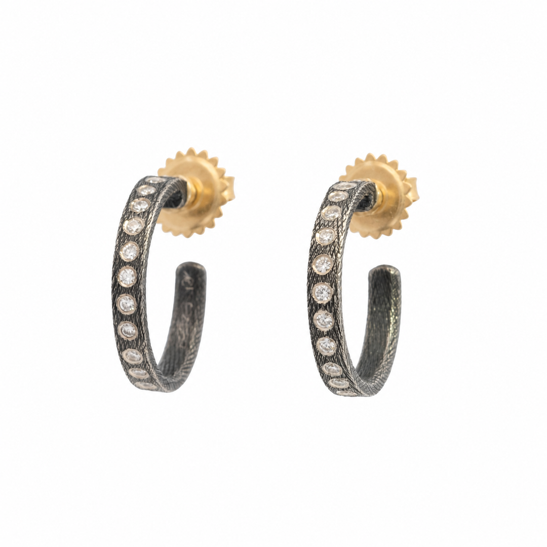 Trunk Show Adam Small Silver Diamond Hoop Earrings