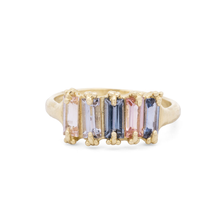 Stacked Baguette Sapphire Crown Jewels Ring