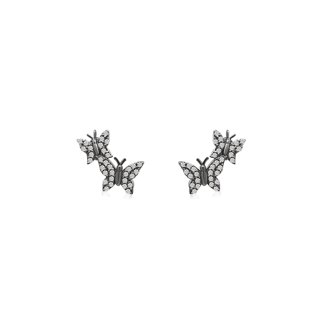 Small Diamond Butterfly Post Earrings