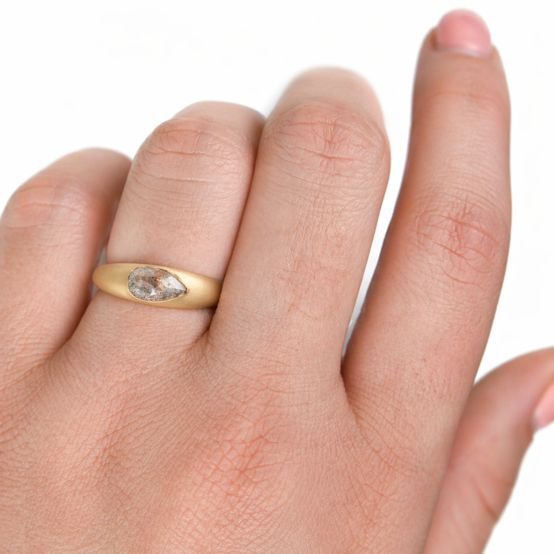 Pear Shaped Diamond Tapered Ring