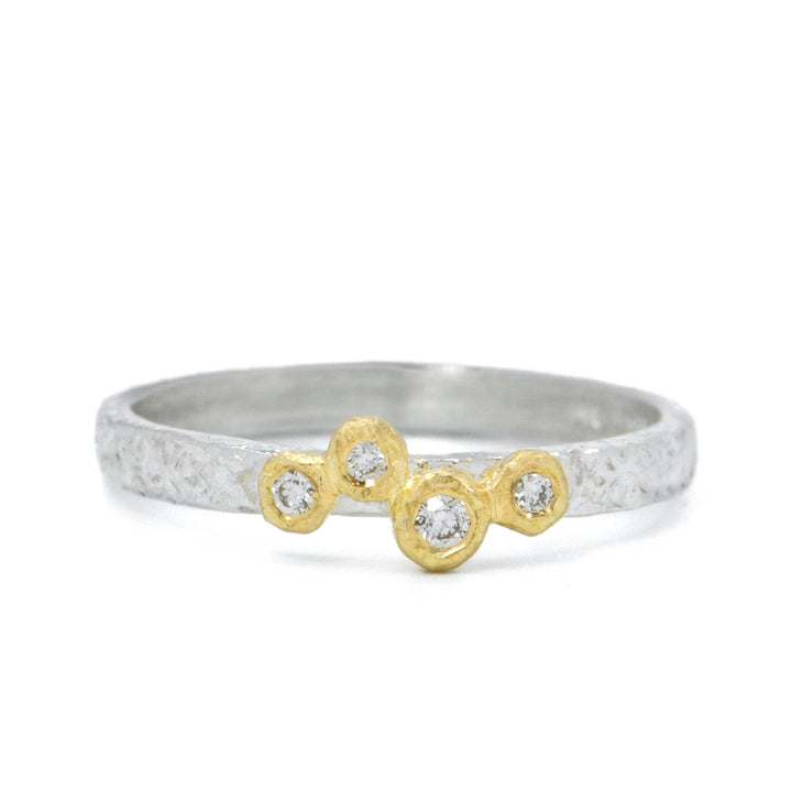 Four Diamond Offset Bezel Ring