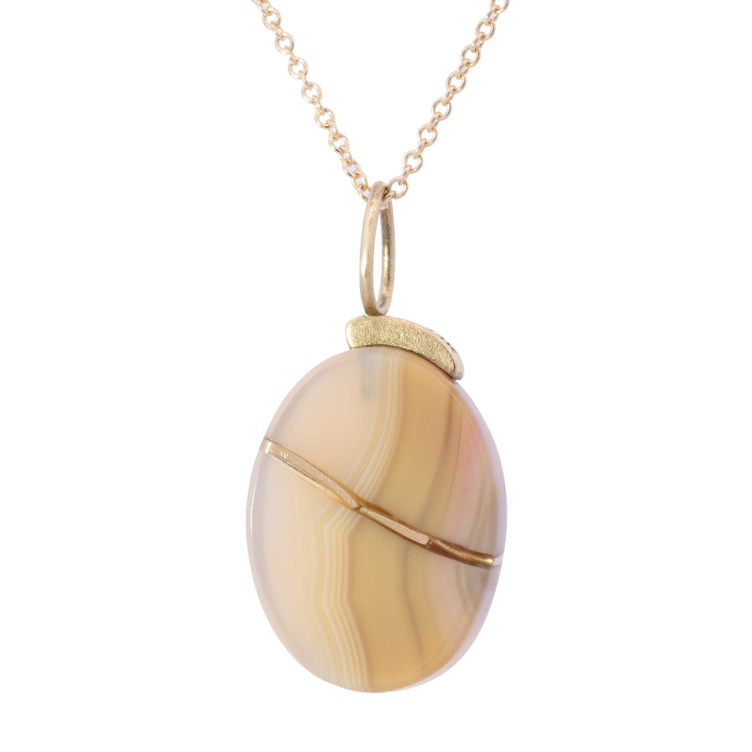 Banded Agate Kintsugi Oval Charm