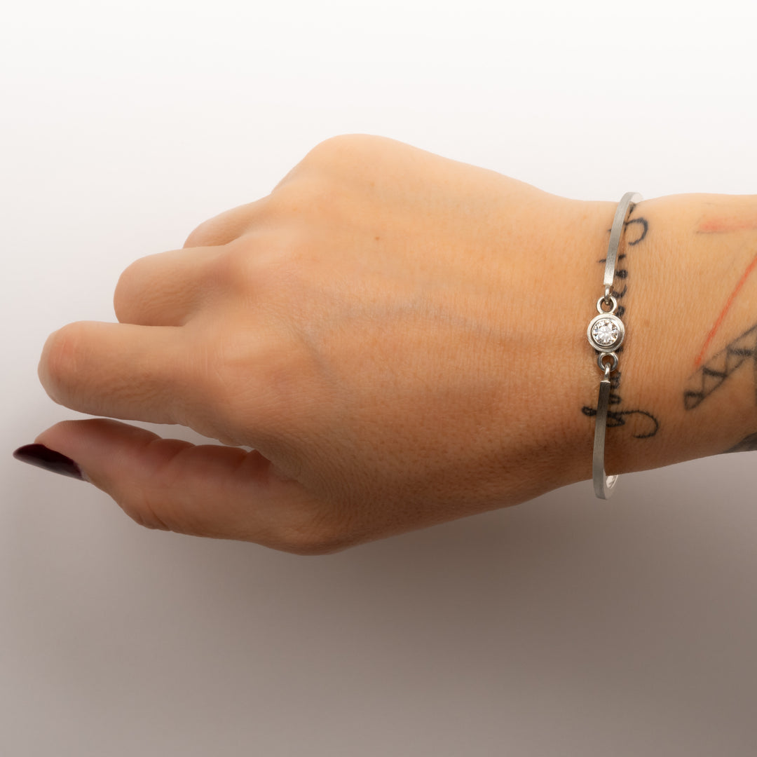 Trunk Show Round Diamond Bezel White Gold Bracelet