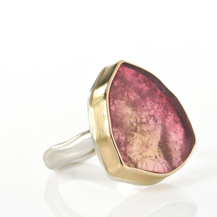 Pink Tourmaline Slice Ring