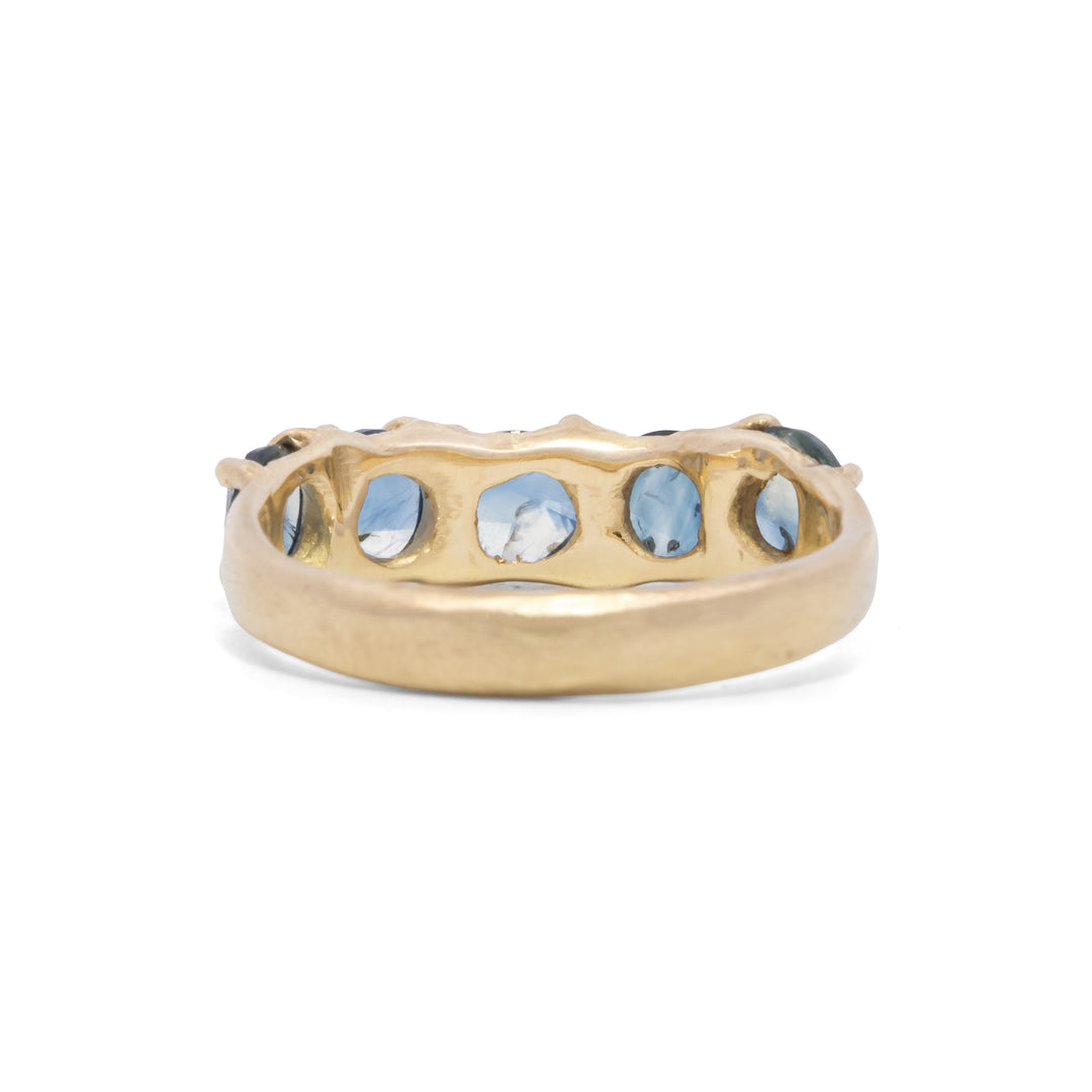 Prong Set Five Blue Sapphire Ring