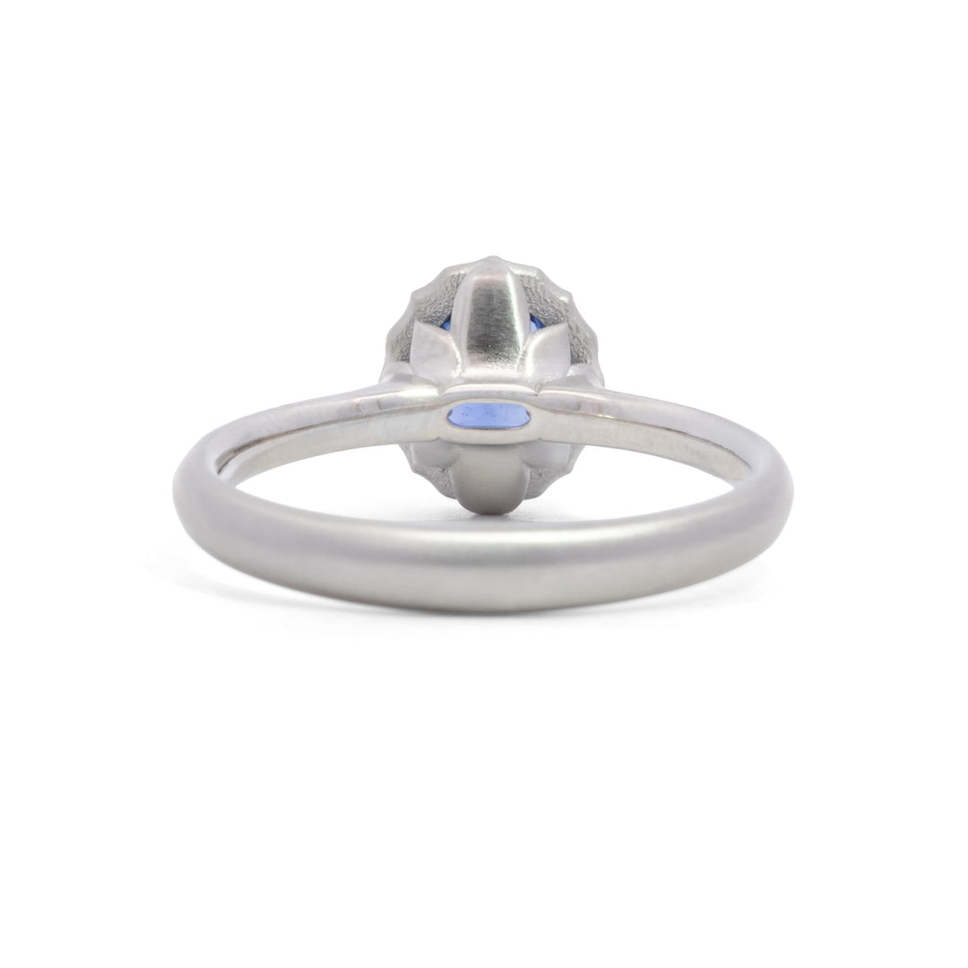 Lotus Oval Blue Sapphire Ring
