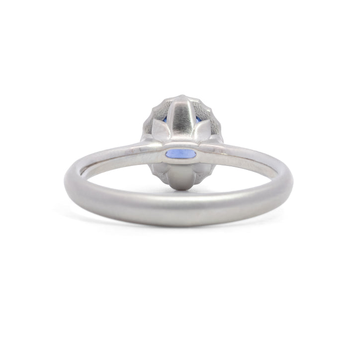 Lotus Oval Blue Sapphire Ring