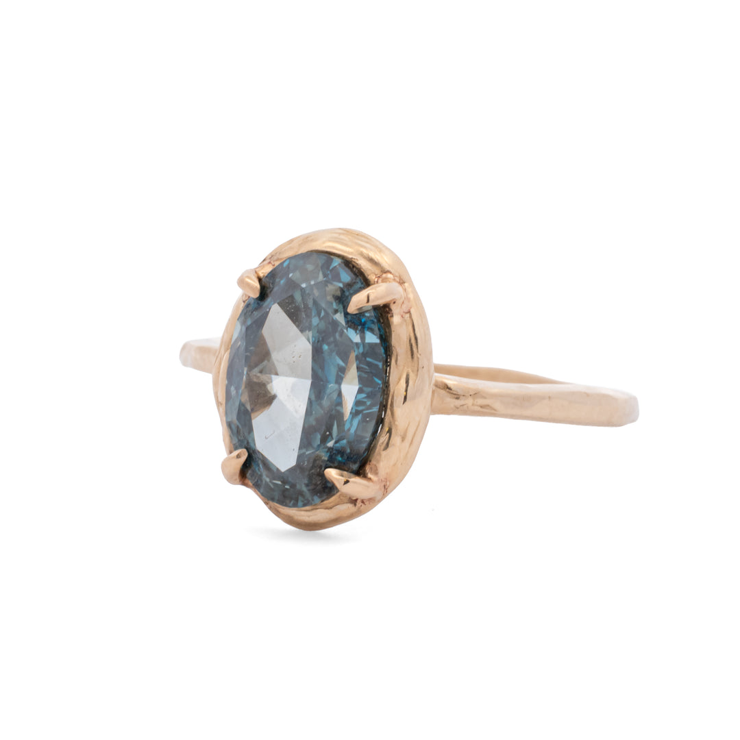 3.00 ct Brilliant Cut Lab Grown Certified Blue Diamond Ring