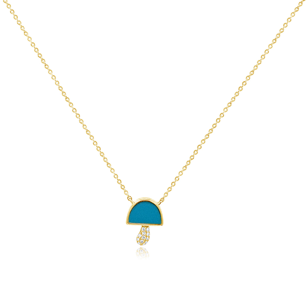 Turquoise & Diamond Mushroom Necklace
