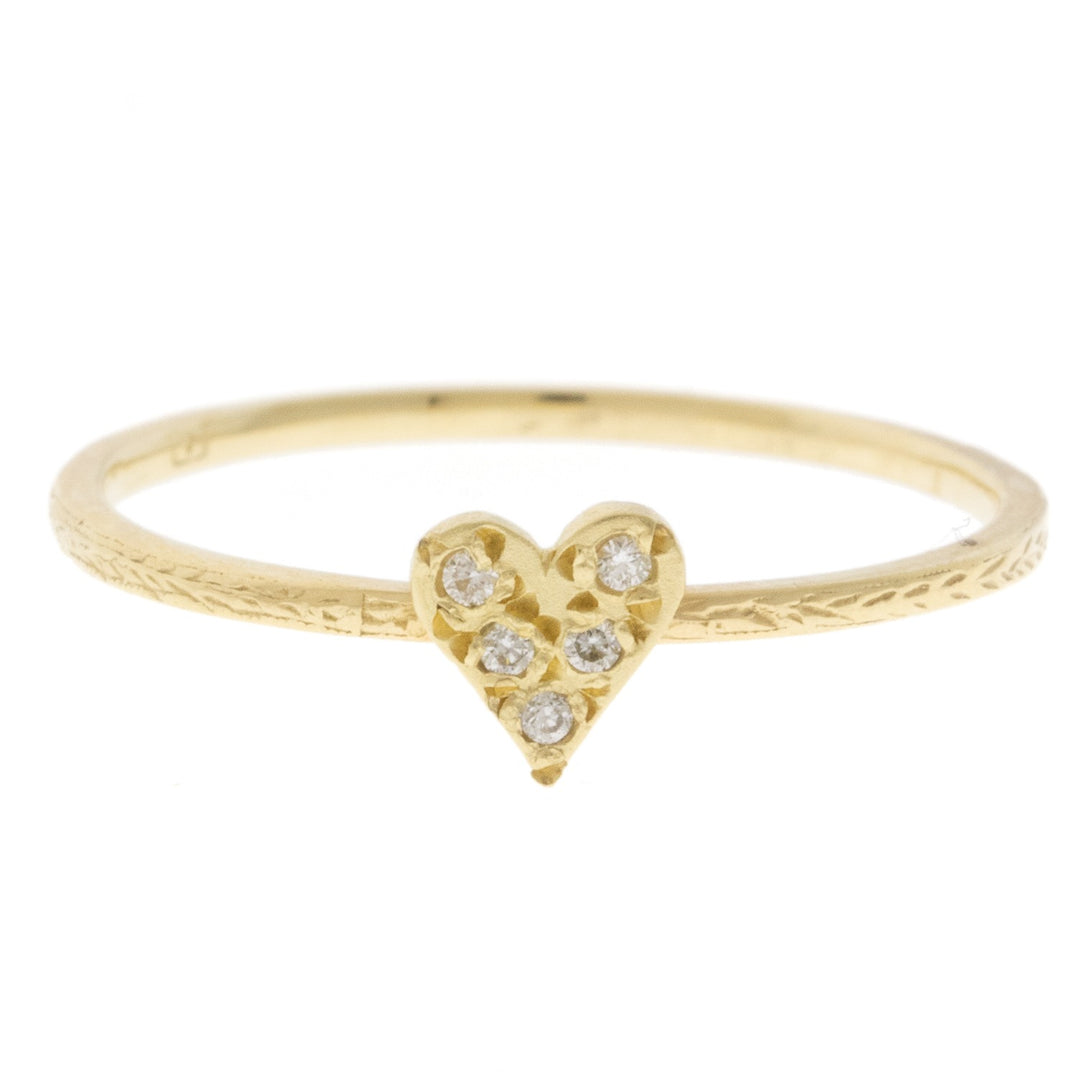 Tiny Pave Diamond Heart Ring