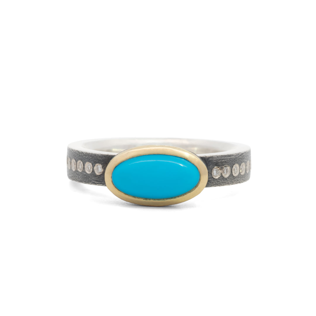 Trunk Show Oval Bezel Turquoise Two Tone Ring