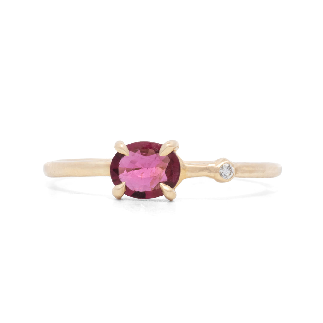 Prong Set Pink Spinel & Bezel Set Diamond Wink Ring