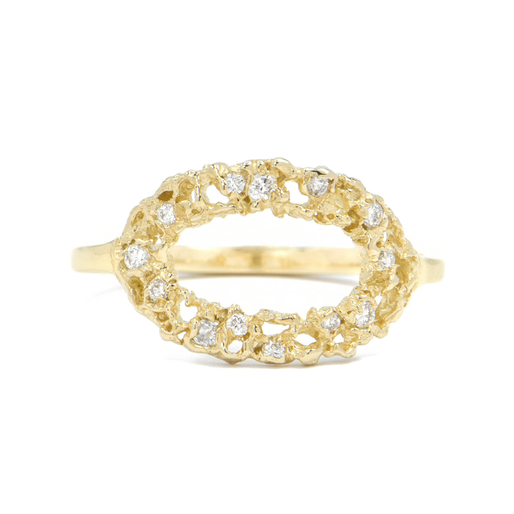 Delicate Oval Honeycomb Lace Diamond Ring