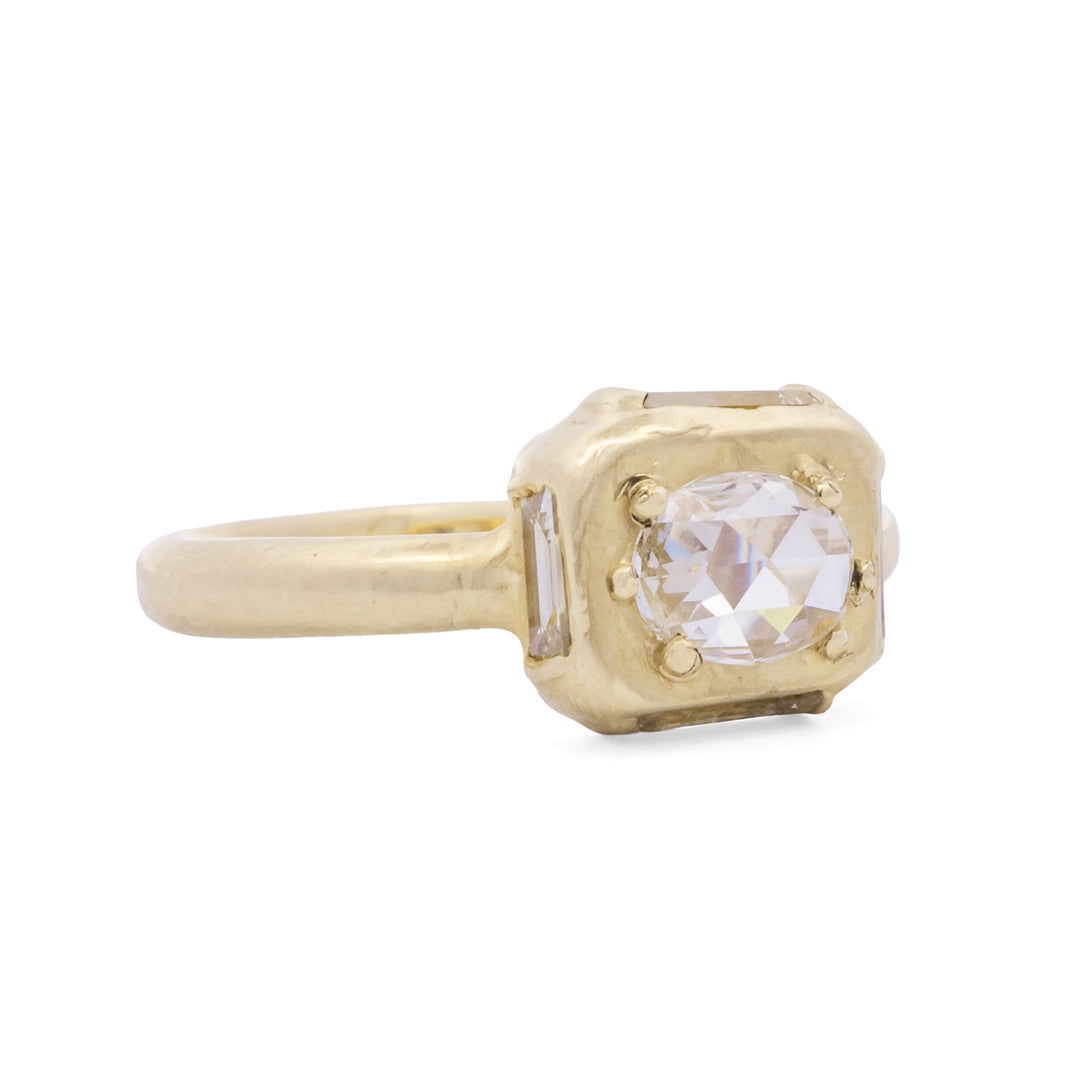 Oval Rose Cut Diamond Ring