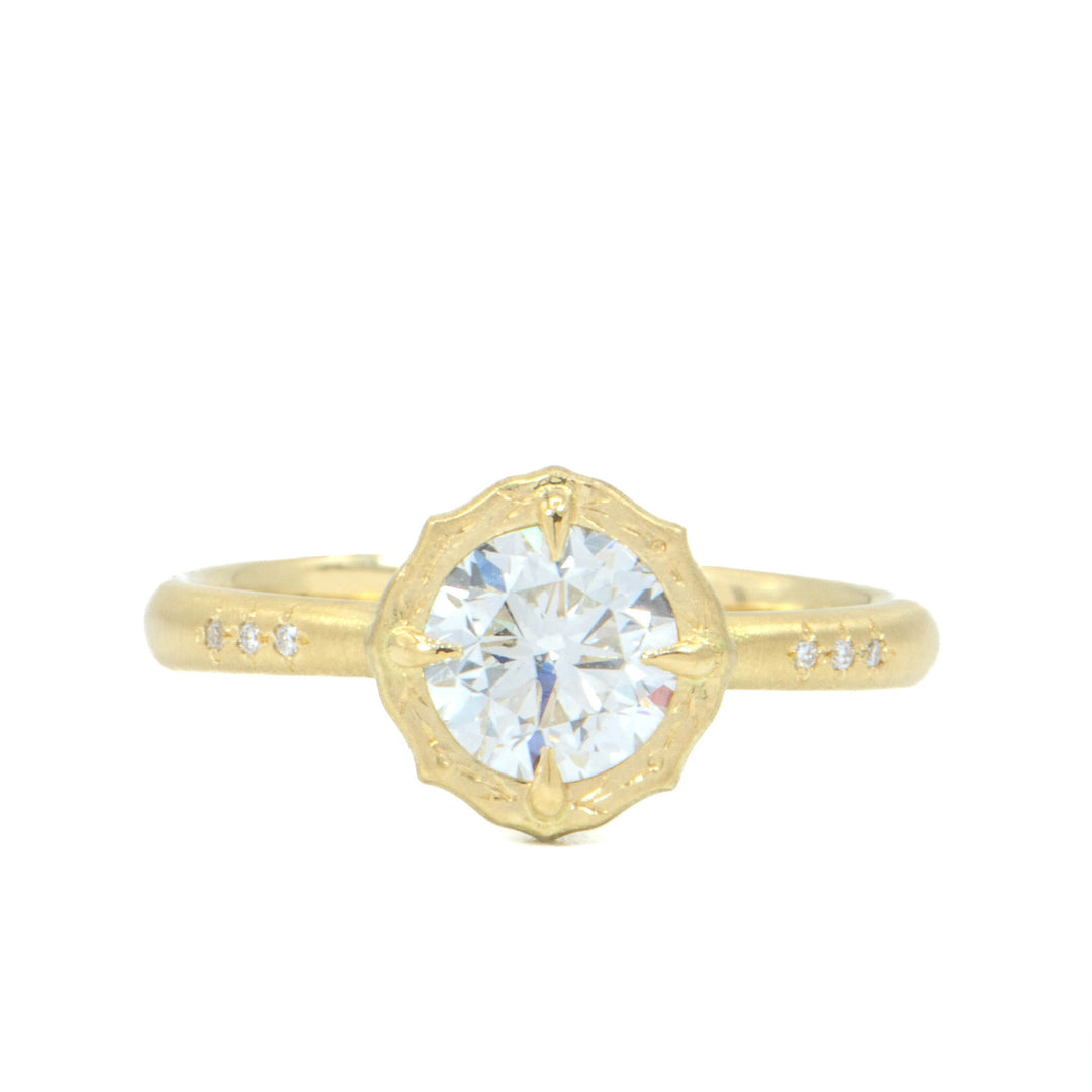 Round Diamond Lotus Ring