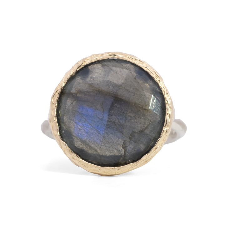 Round Faceted Labradorite Ring