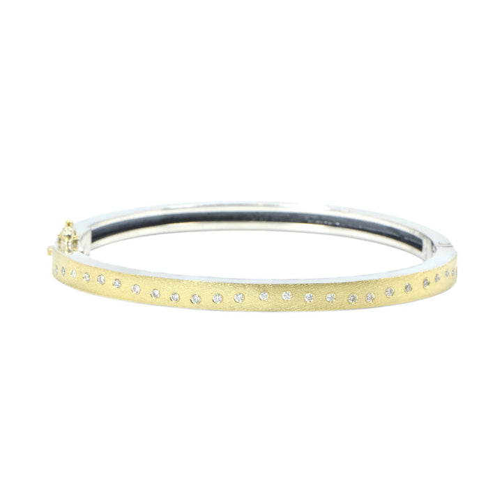 4mm Rene All Diamond Gold & Silver Bangle Bracelet