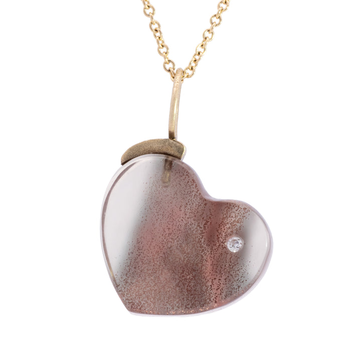 Oregon Sunstone with Diamond Heart Charm