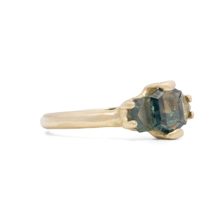 1.54 tcw Montana Sapphire Geometric Stacked Ring
