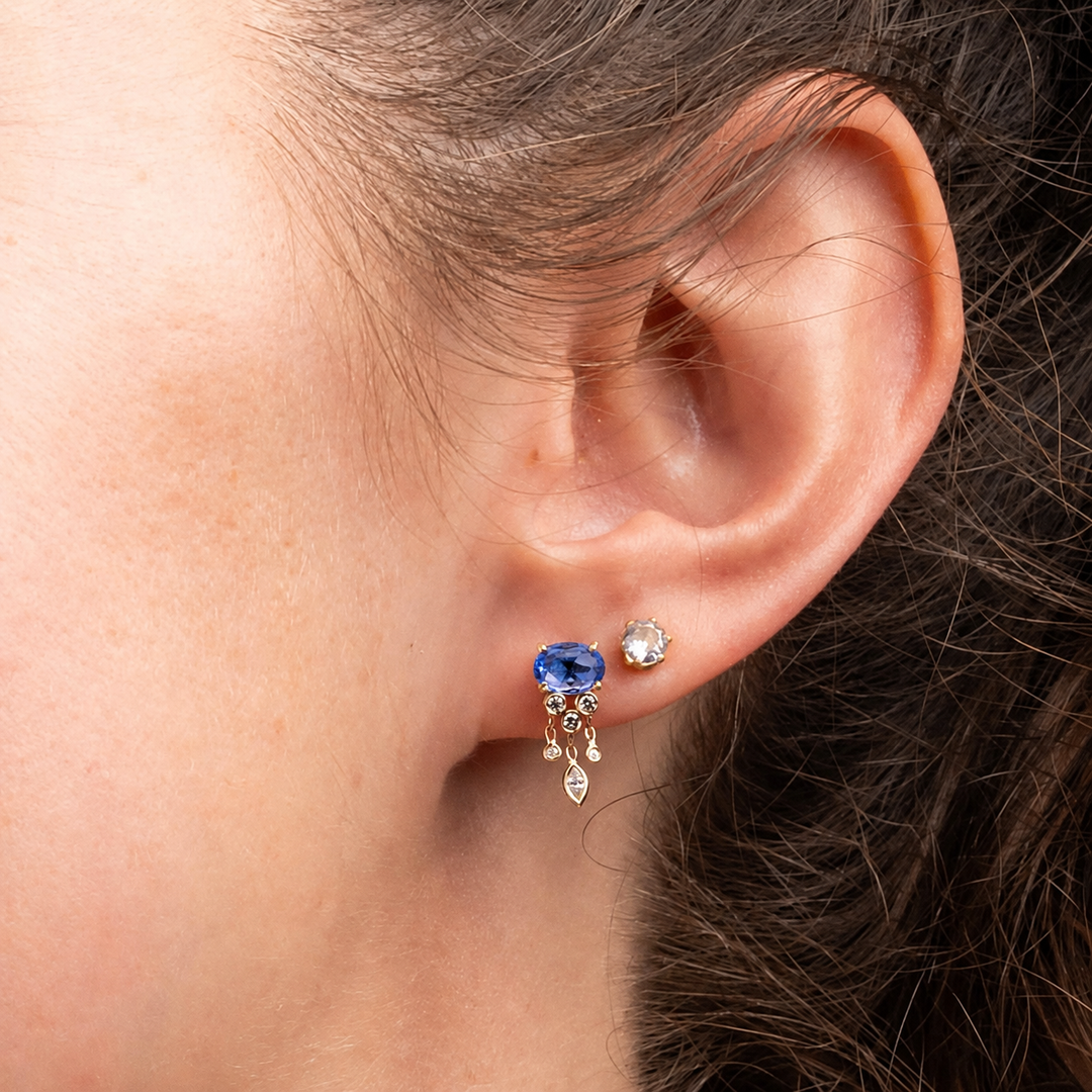 Faceted Tanzanite with Diamond Jellyfish Post Earrings