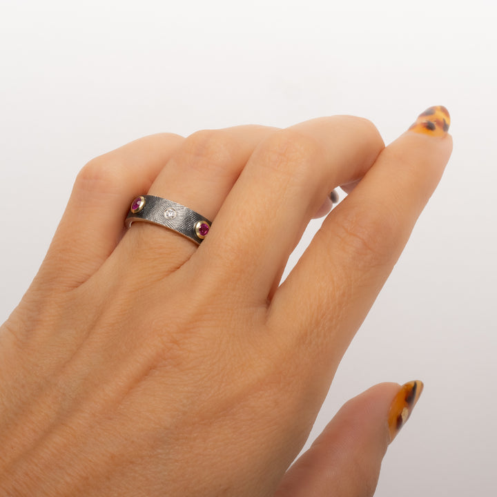 Junia Four Bezel Ruby with Diamond Ring