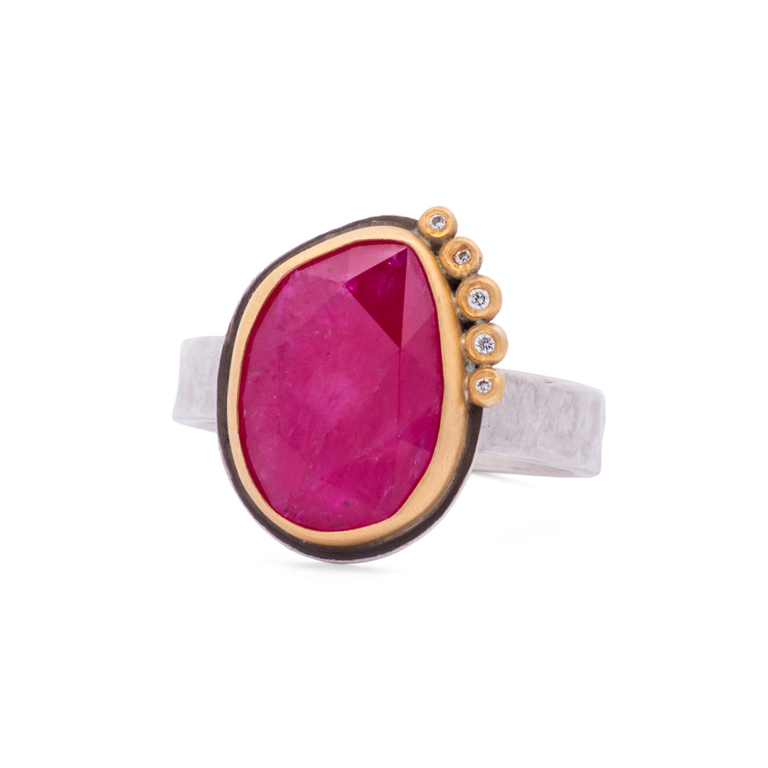 Ruby Five Diamond Ring