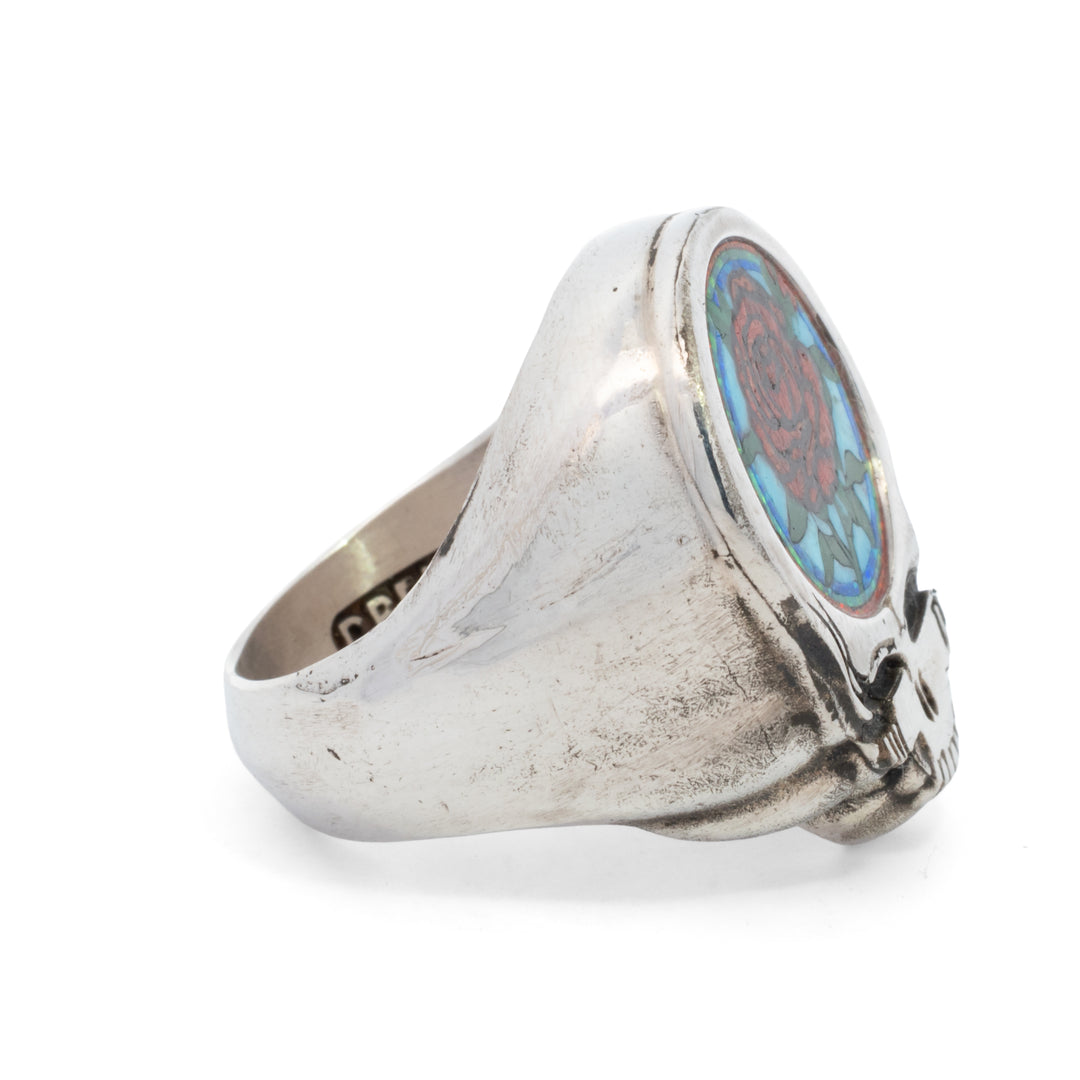 "Stealie" Rose Inlay Signet Ring