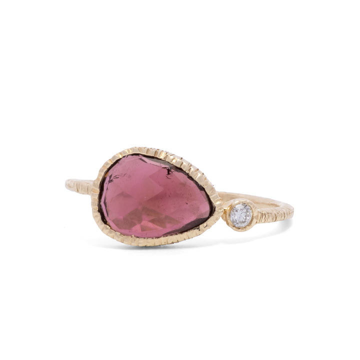 Teardrop Garnet with Diamond Ring