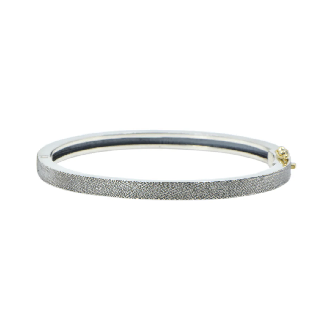 4mm Junia Plus Round Diamond Gold & Silver Bangle Bracelet