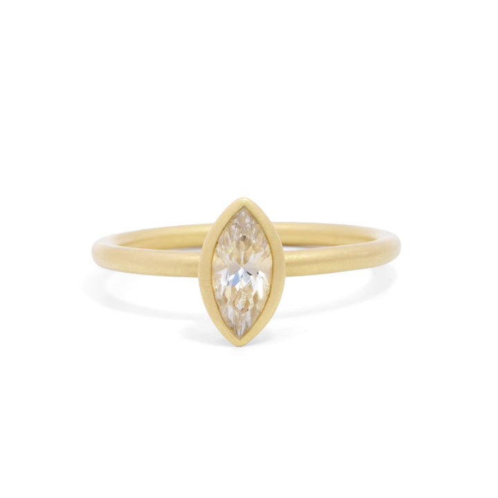 White Sapphire Marquise Bezel Set Ring