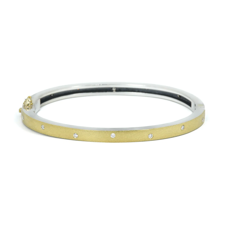 4mm Orly Gold & Silver Diamond Bangle Bracelet