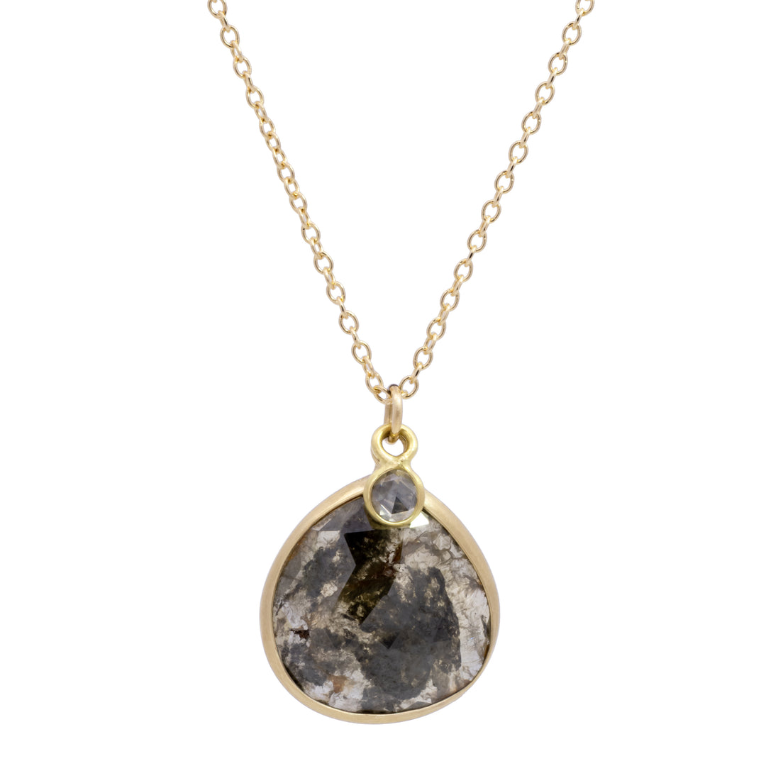 Rose Cut Rustic Diamond & Small White Diamond Necklace