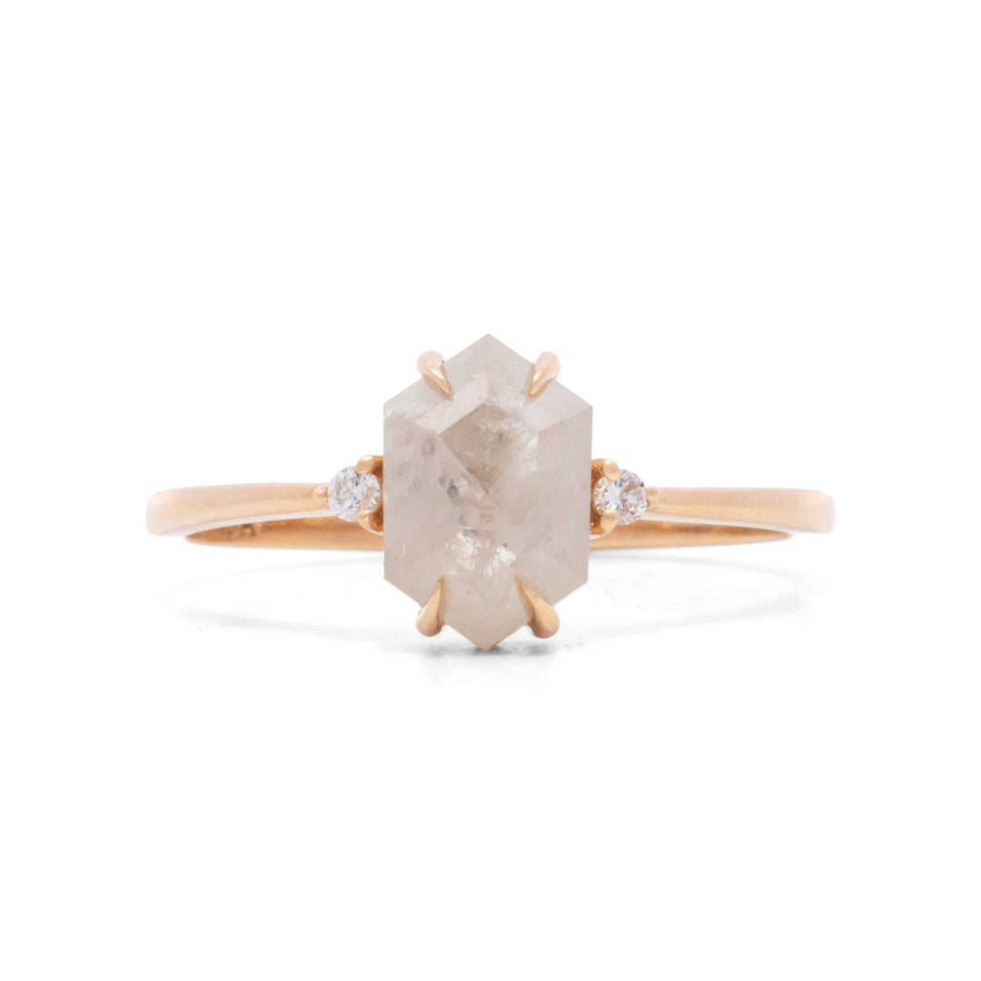 Icy Grey Hexagonal Cut Diamond Ring