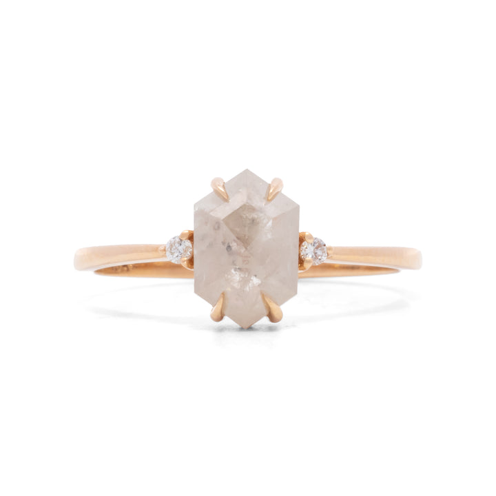 Icy Grey Hexagonal Cut Diamond Ring