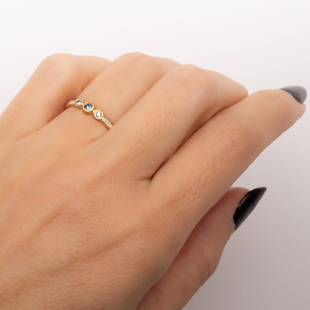 Triple Montana Sapphire & Diamond Ring