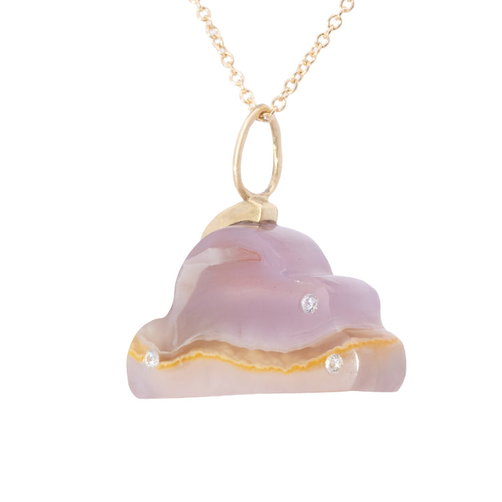 Lilac Banded Agate with Diamond Cloud Shaped Charm