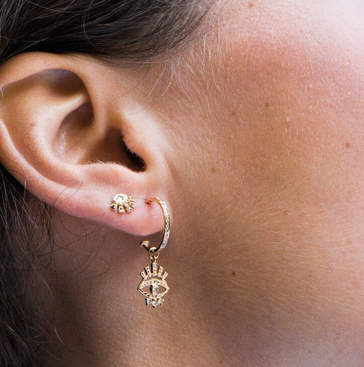 Sun Eye Diamond Hoop Earrings