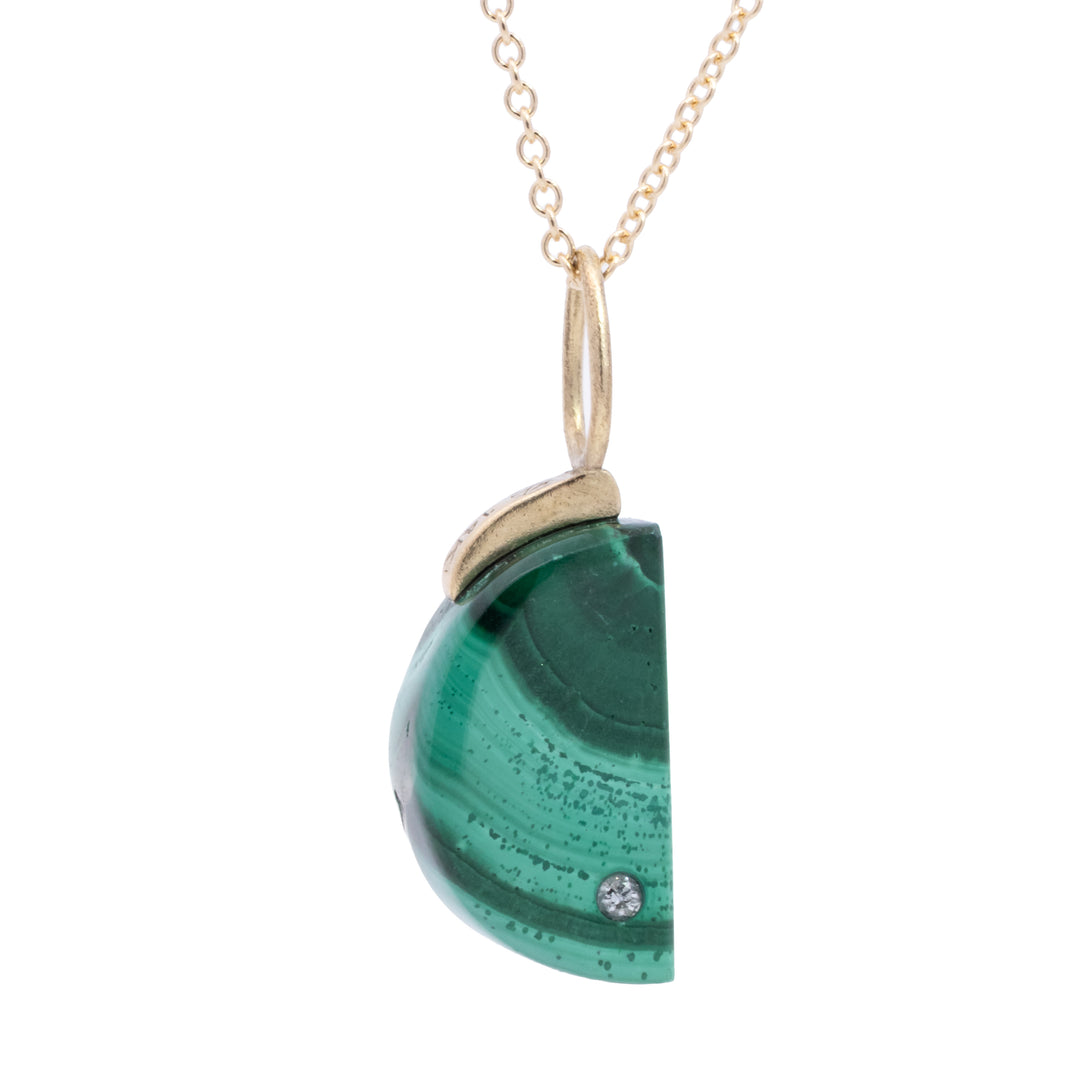 Malachite with Inset Diamond Moon Charm