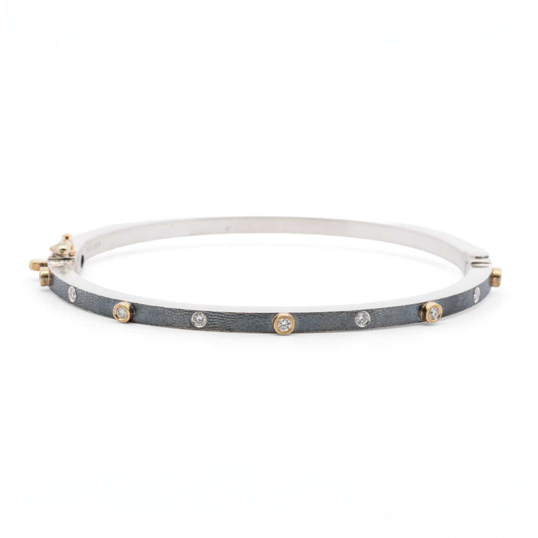 Trunk Show 2.5 mm Junia Silver Five Bezel Diamond Bracelet